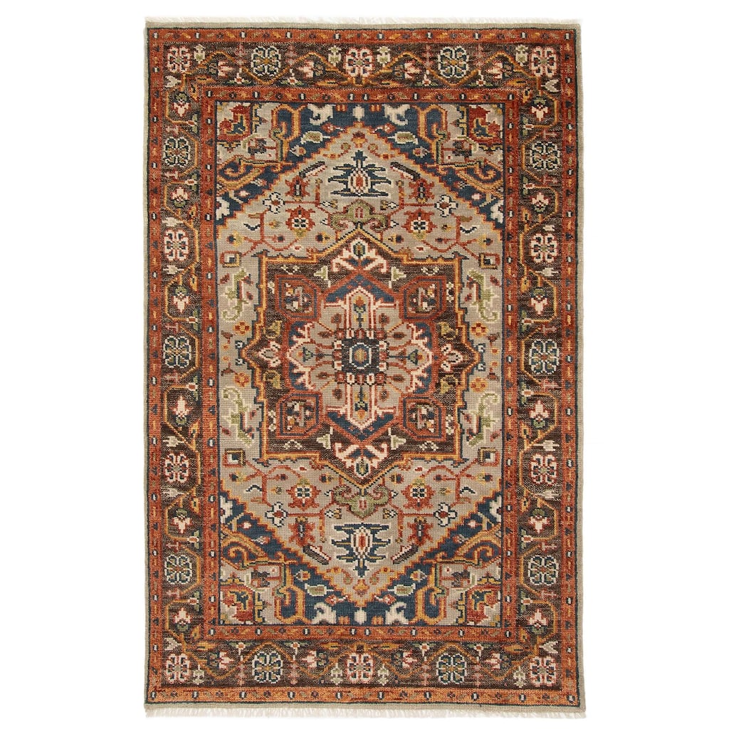 ECARPETGALLERY Hand-knotted Jules Serapi Light Grey Wool Rug - 4'10 x 7'11