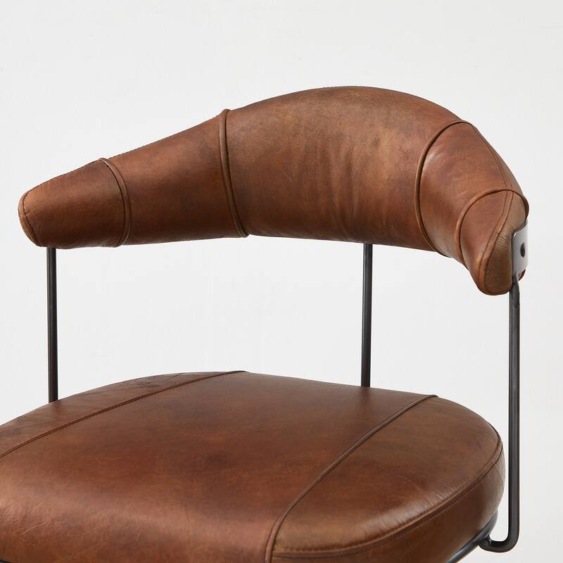 Art Leon Industrial Retro Leather Swivel Barstool