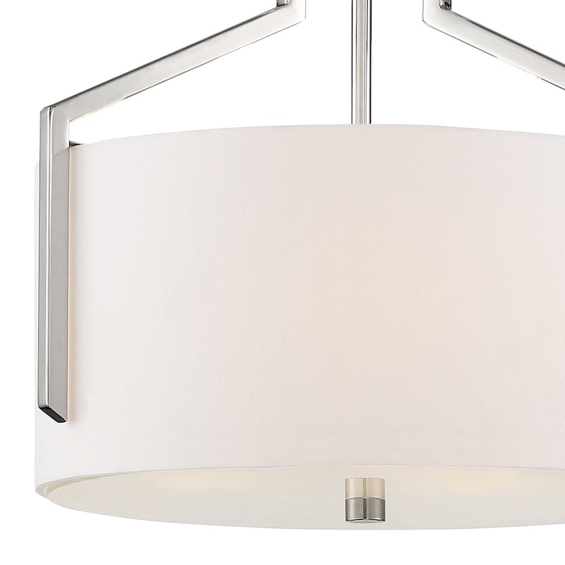 Elara Collection - 3 Light - Semi-Flush - 15"W - 12.75"H - Polished Nickel Finish