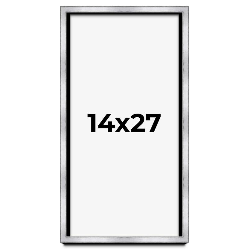 14x27 Shadow Box Frame Silver | 1.375 Inches Deep Real Wood