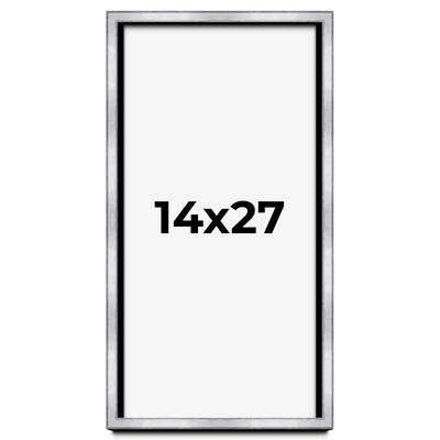 14x27 Shadow Box Frame Silver | 1.375 Inches Deep Real Wood