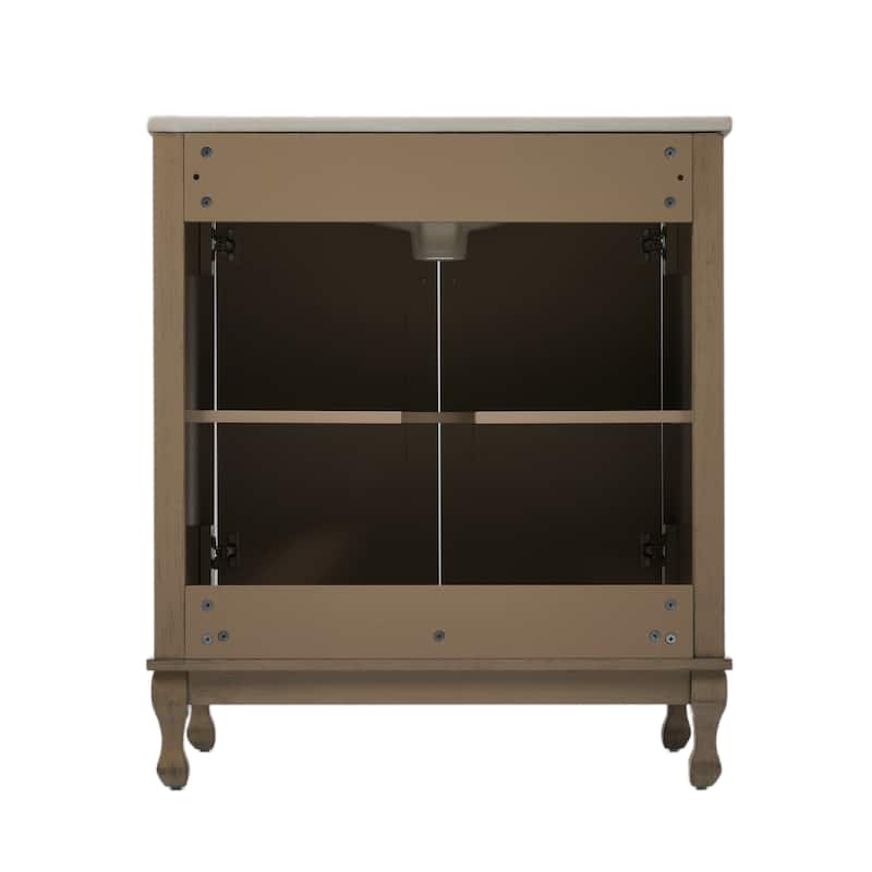 Christopher Knight Home - 30" Vintage Bathroom Vanity with Ceramic Sink & Adjustable Storage Shelves
