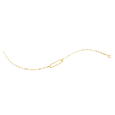Curata 14k Yellow Gold 7" 2.1mm Paperclip Straight Open Bar Bracelet
