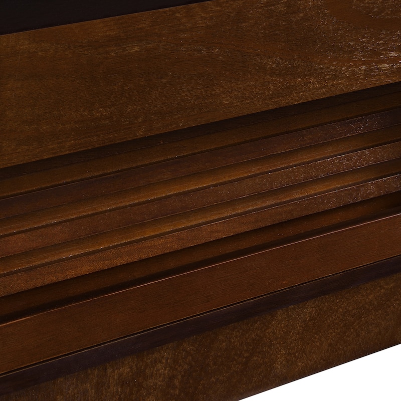 Modern Coffee Table with Tempered Glass Drawers & Grooved Design, End Table Office Table with Open Display Shelves