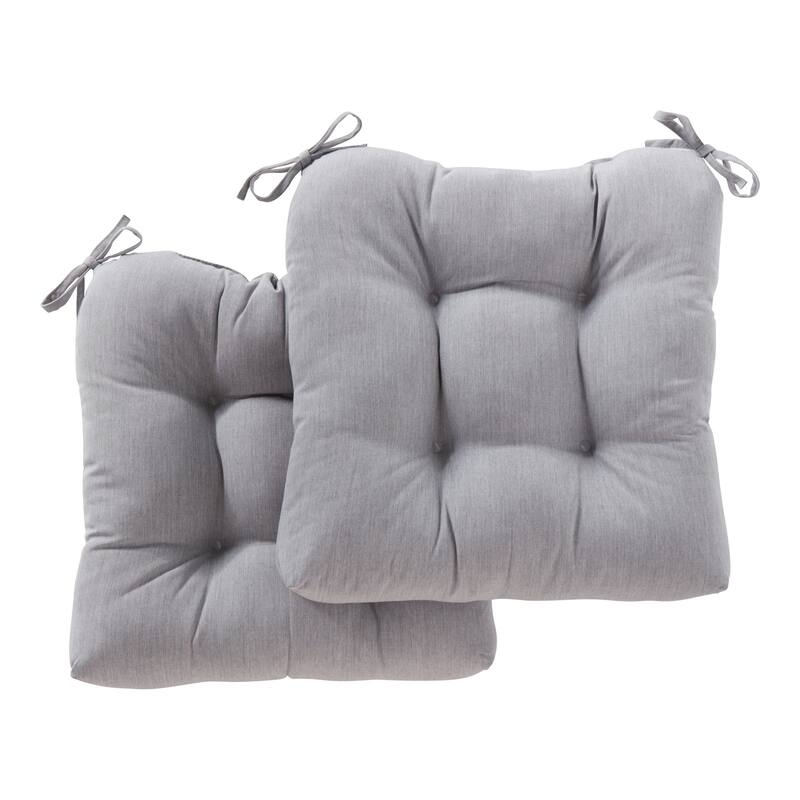 Sunbrella Tufted 20-inch Outdoor Chair Cushion - Canvas Granite - Set of 2