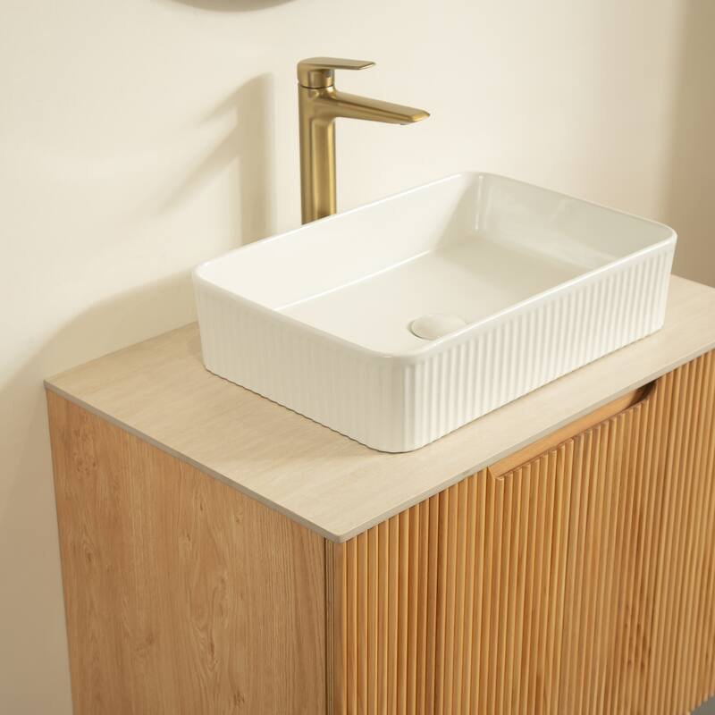 GDFStudio - Turio 30" Freestanding Bathroom Vanity with Dual Doors, Ceramic Basin & Sintered Stone Countertop, WITHOUT Faucet