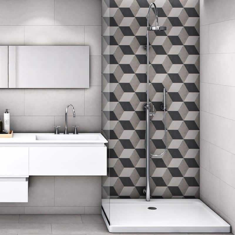 Merola Tile Traffic Hex 3D Grey 8.63" x 9.86" Porcelain Floor and Wall Tile