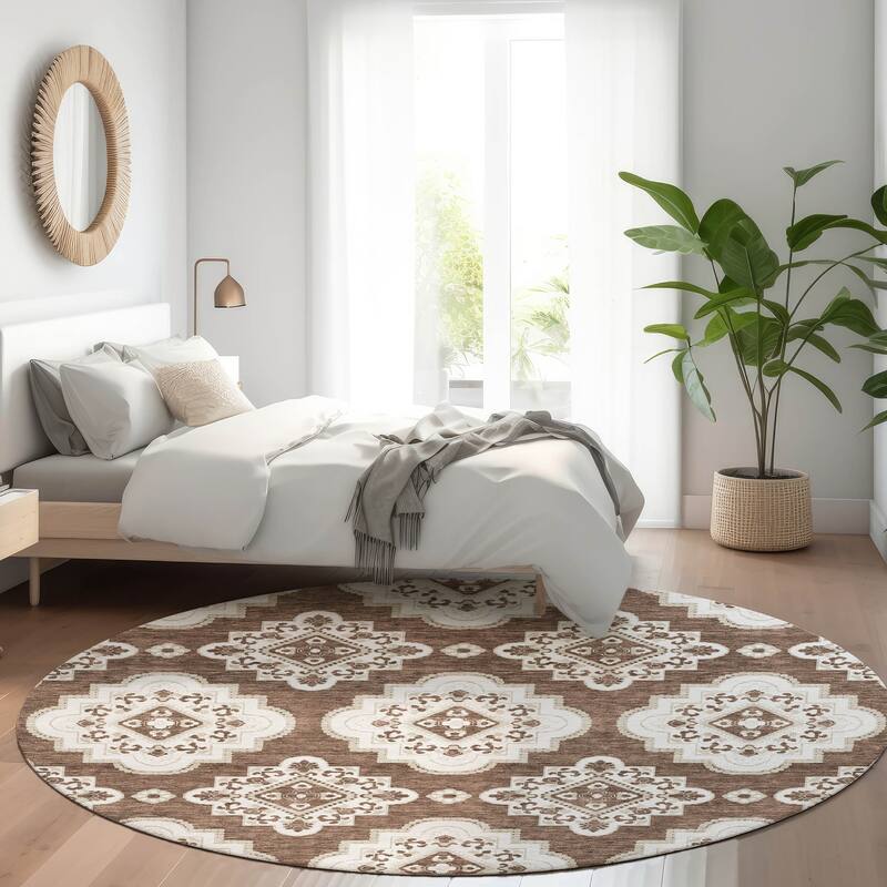 Premium Washable Super Soft Global Glam Mayfield Rug - Brown - 8' x 8'