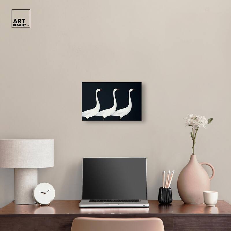 Trio of Swans Canvas by Art Remedy, Gallery Wrapped