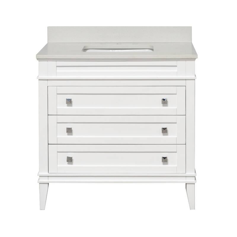 KitchenBathCollection Eleanor 36" Bathroom Vanity with Quartz Top