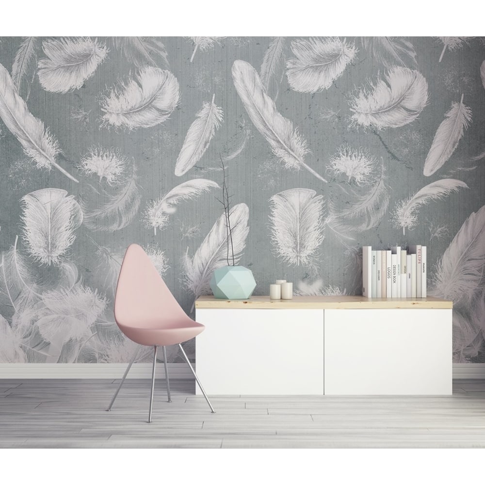 GK Wall Design Vintage White Feather Pattern Modern Minimalist Removable Wallpaper