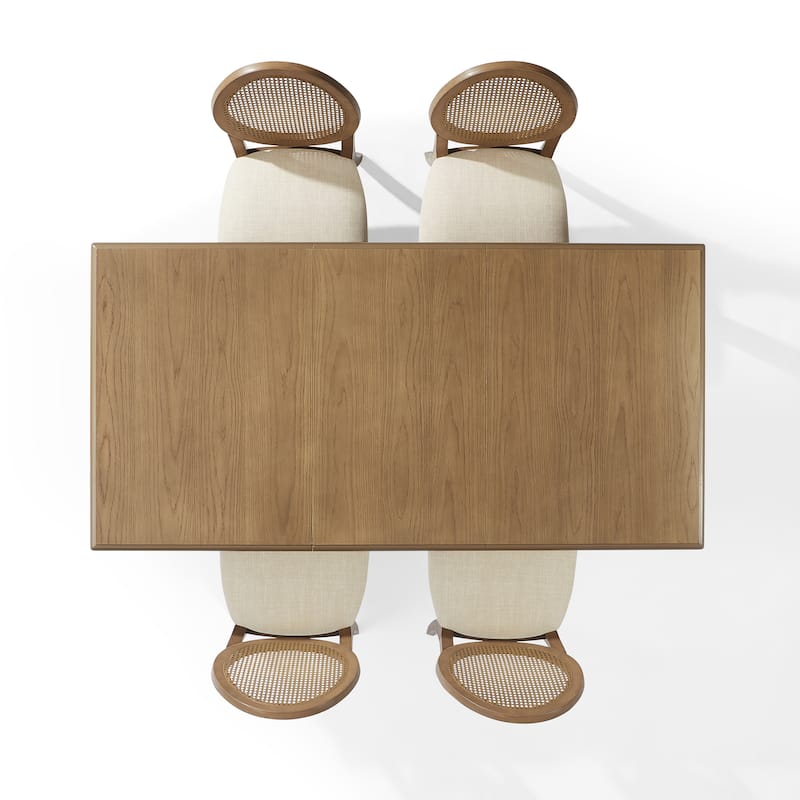 Katia 5Pc Dining Table Set For 4 Cane-Back Upholstered Chairs