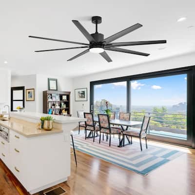 76" Large Smart Ceiling Fan with Light, Indoor Outdoor 6 Speeds Reversible Dc Motor Ceiling Fan for Living Room Patio