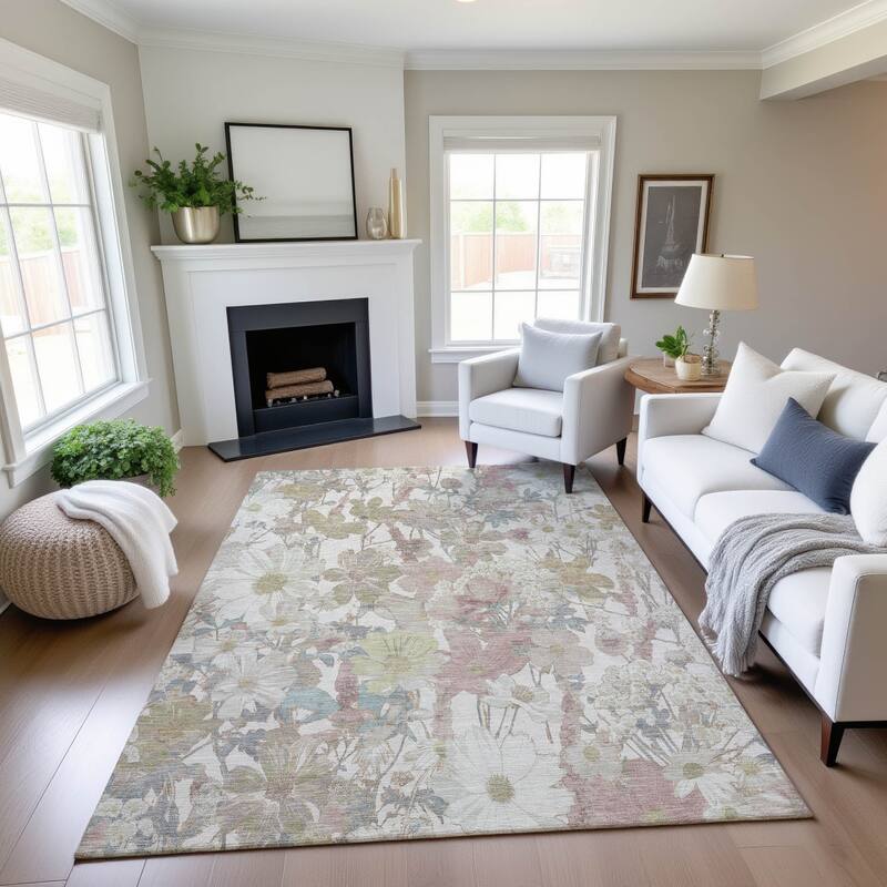 Premium Washable Super Soft Floral Mayfield Rug - Ivory - 3' x 5'