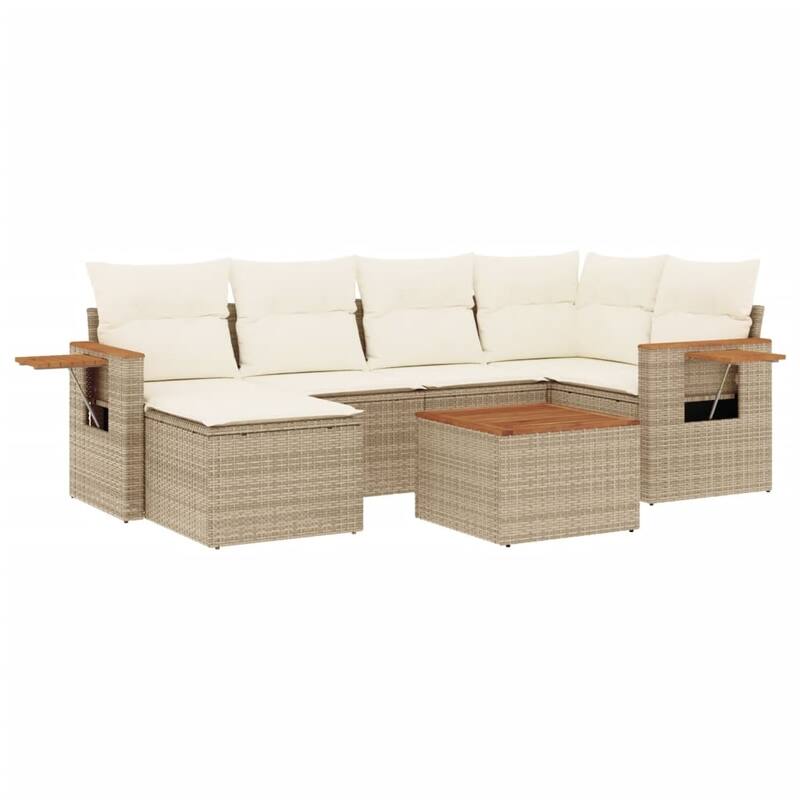 vidaXL Patio Sofa Set with Cushions Outdoor Conversation Furniture Poly Rattan