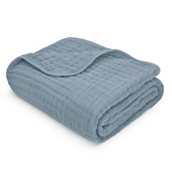 slide 2 of 5, Baby Muslin Blanket - Large 40" X 40", Pacific Blue, By Comfy Cub - Pacific Blue