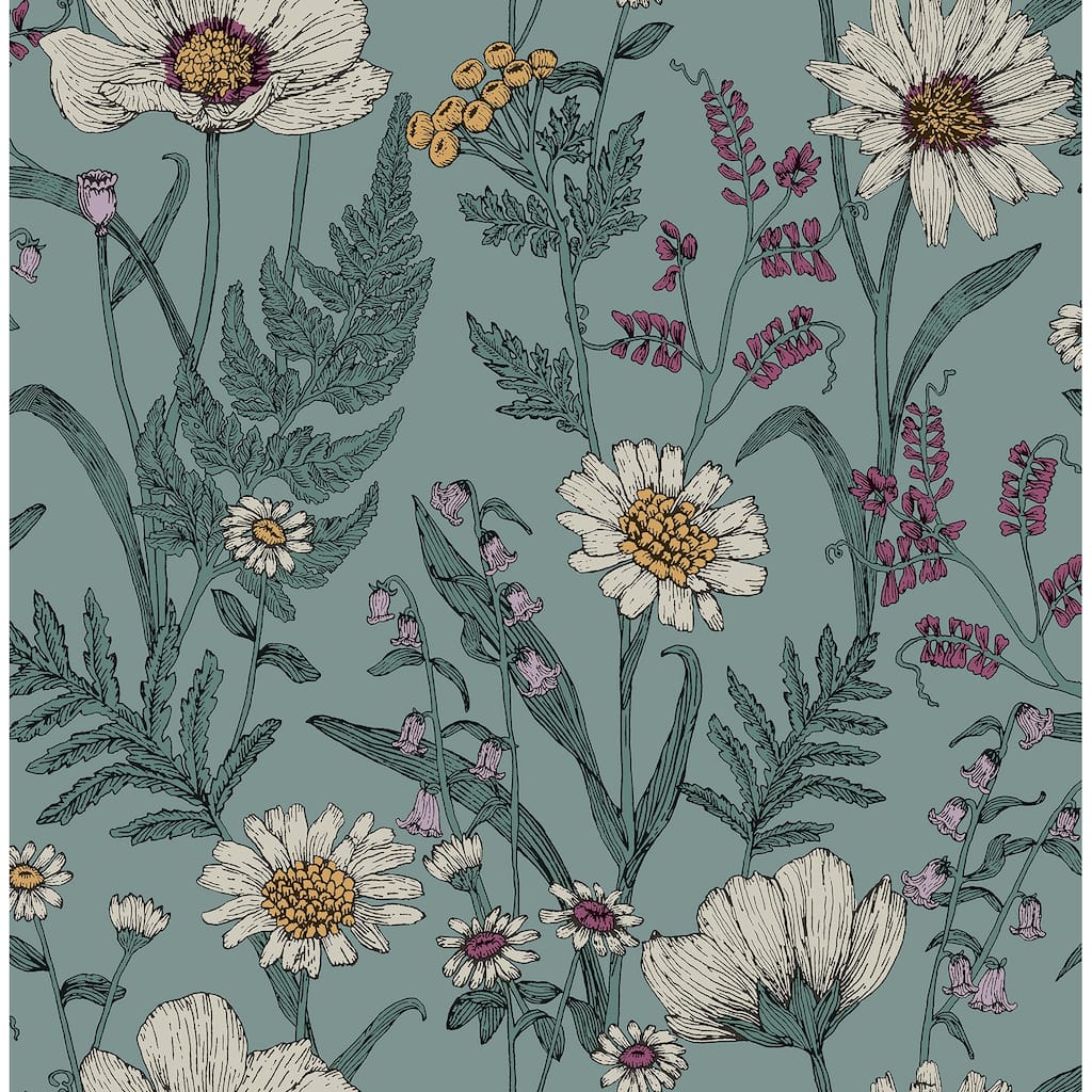 Spring Meadow Blue Peel and Stick Wallpaper
