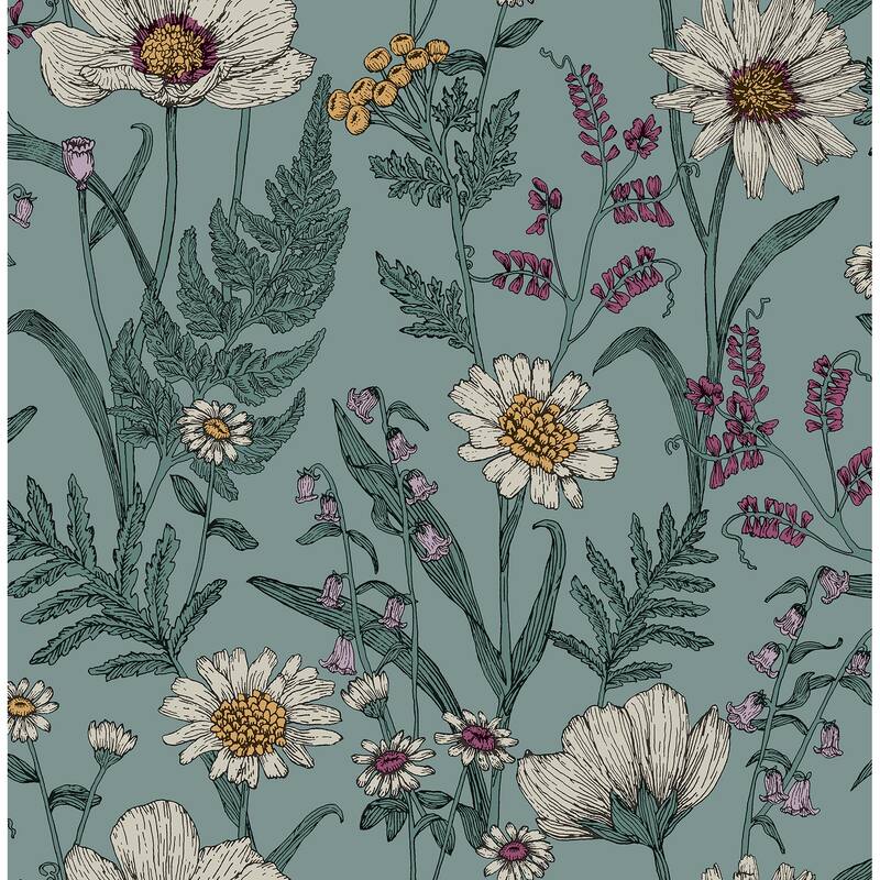 Spring Meadow Blue Peel and Stick Wallpaper