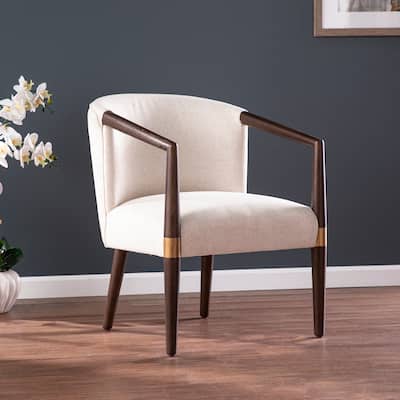 Ellington Transitional White Fabric Accent Chair