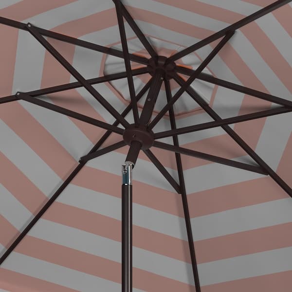 9 foot round aluminum patio umbrella in spice stripe Classic Wood ft Market Umbrella, Soft Black & Ivory Includes crank and tilt function for adjustment Sunnydaze 9-Foot Outdoor Patio Umbrella