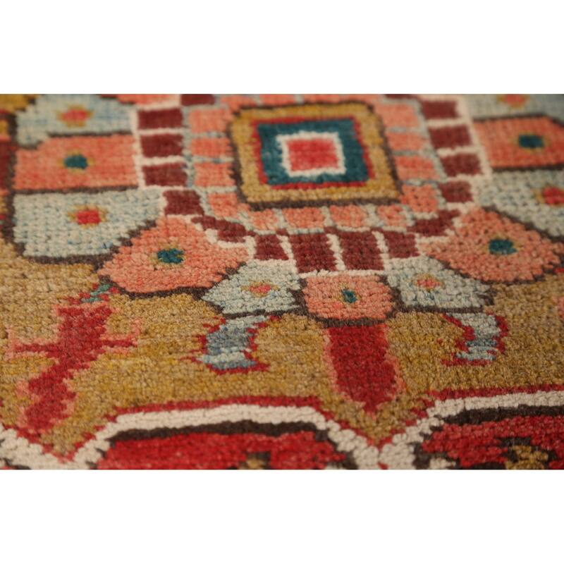 Hand Knotted Oriental 100% Wool Carpet Traditional Floral Red Heriz Area Rug - 9' 7'' X 7' 2''