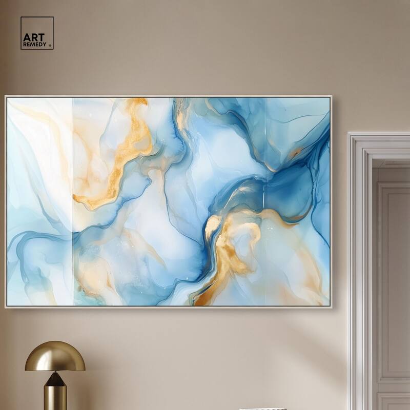 Blue Veined Gold Canvas by Art Remedy