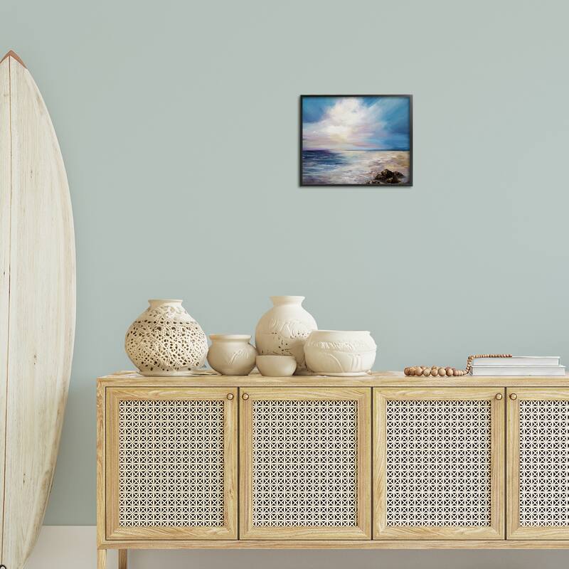 Stupell Serene Clouds over Beach Framed Giclee Art Design By Karen Hale