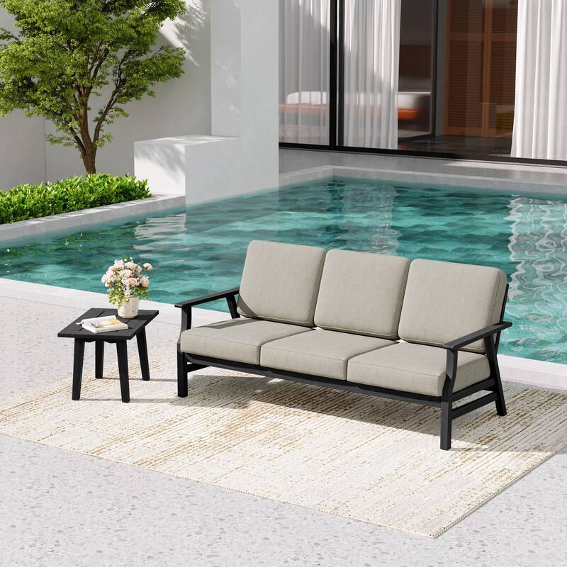 2-Piece Teak Outdoor Sofa Set with Table