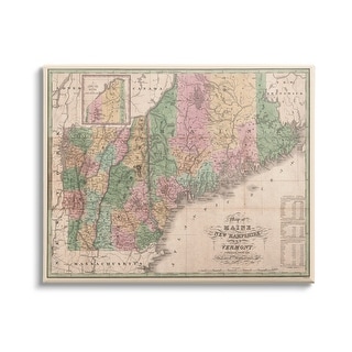 Stupell Northern New England Map Maine Vermont New Hampshire Canvas