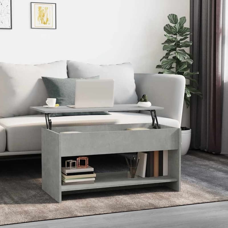 vidaXL Coffee Table Lift Top End Table Accent Side Sofa Table Engineered Wood - 40.2" x 19.7" x 20.7" - Concrete gray