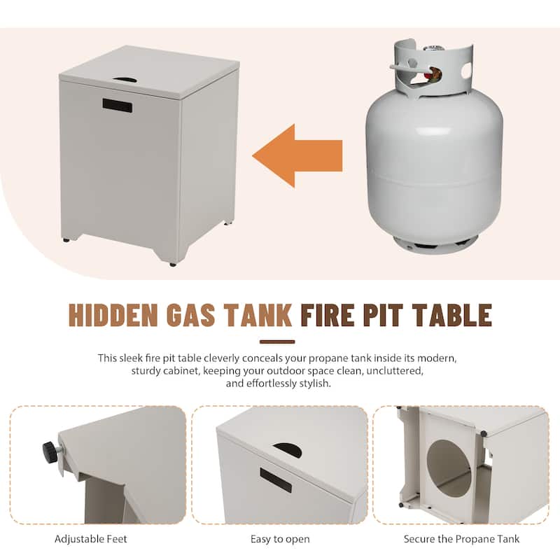 Outdoor 5-Piece Conversation Set with Fire Pit 3-Seater Sofa and Arm Chair