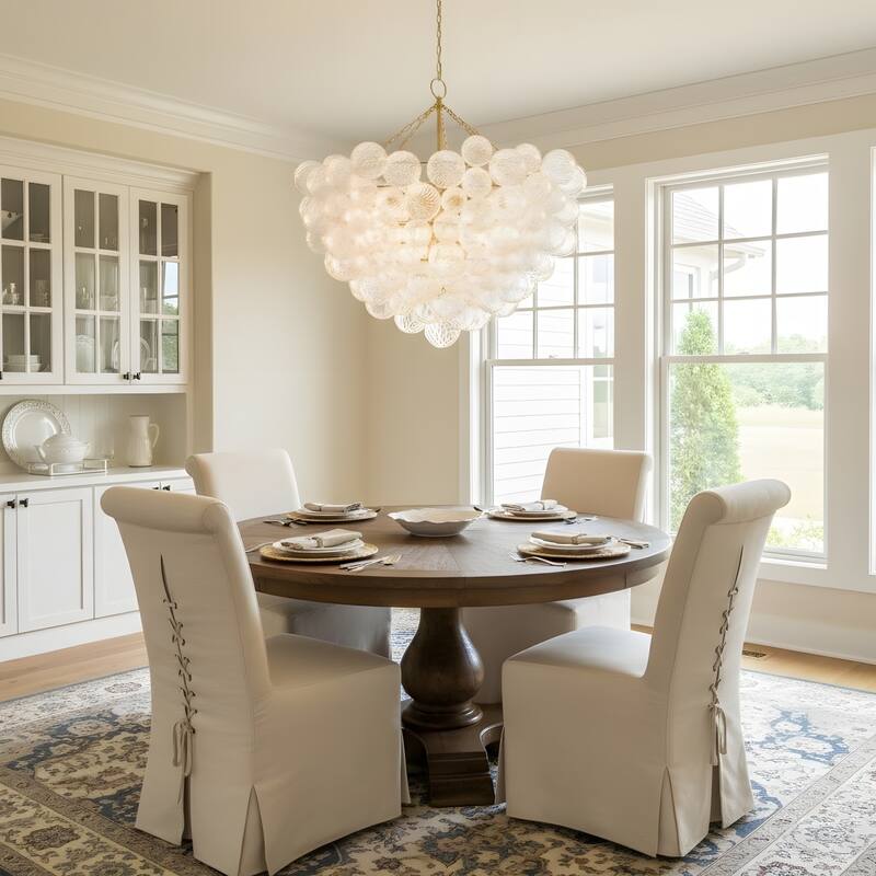 Gold Bubble Ball Chandelier, LED Pendant Light with Glass Globes