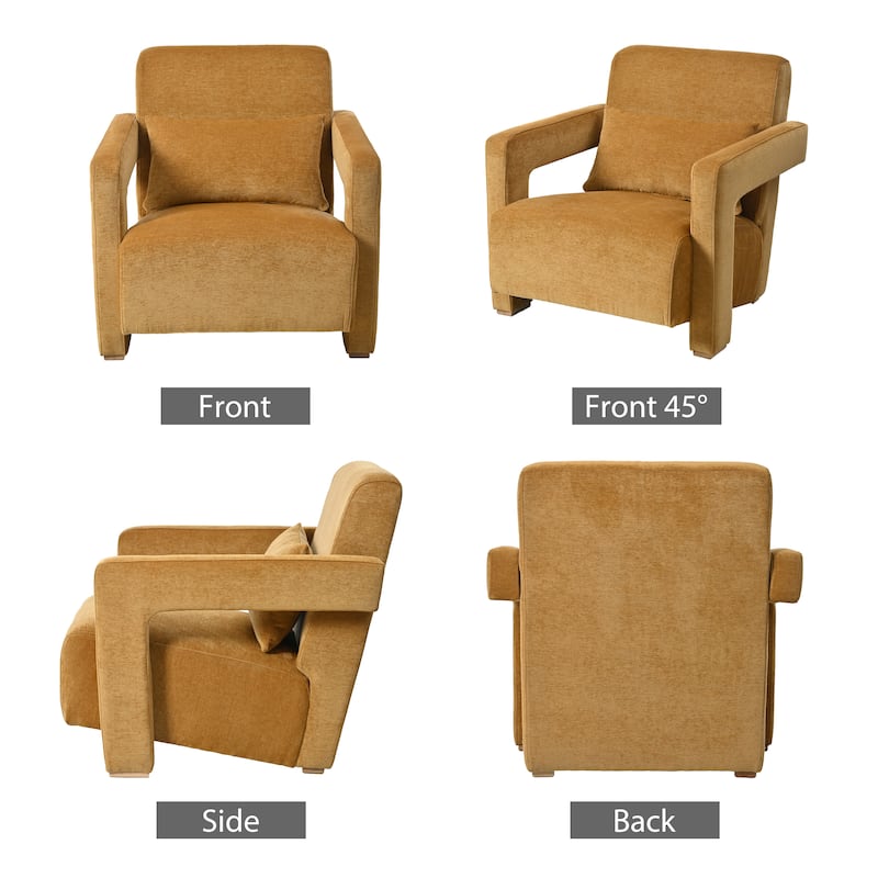 Upholstered Accent Chair With Pillows And Sturdy Wooden Legs, Armchair For Living Room Office,Bedroom