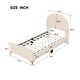 preview thumbnail 45 of 52, Twin/Full Size Velvet Bed Frame with Classic Semi-circle Shaped Headboard, Upholstered Platform Bed w/ Metal Legs for Kids Teens