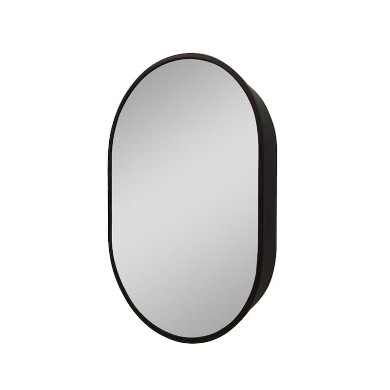 Modern Black Wall Mount Oval Bathroom Mirror Medicine Cabinet
