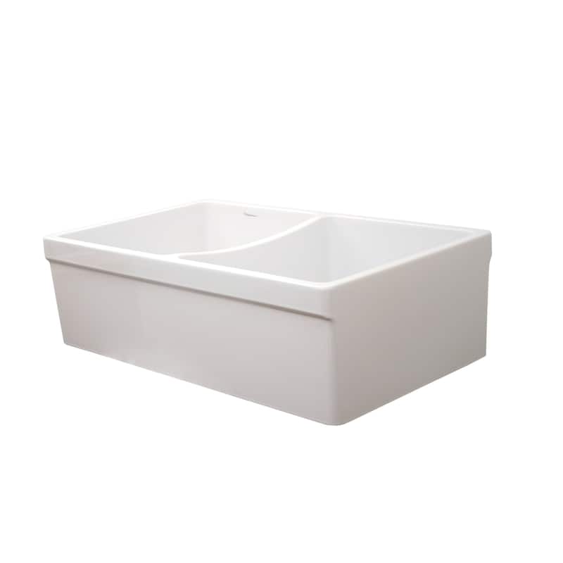 Whitehaus 33" Double Basin Reversible Fireclay Farm House Sink from