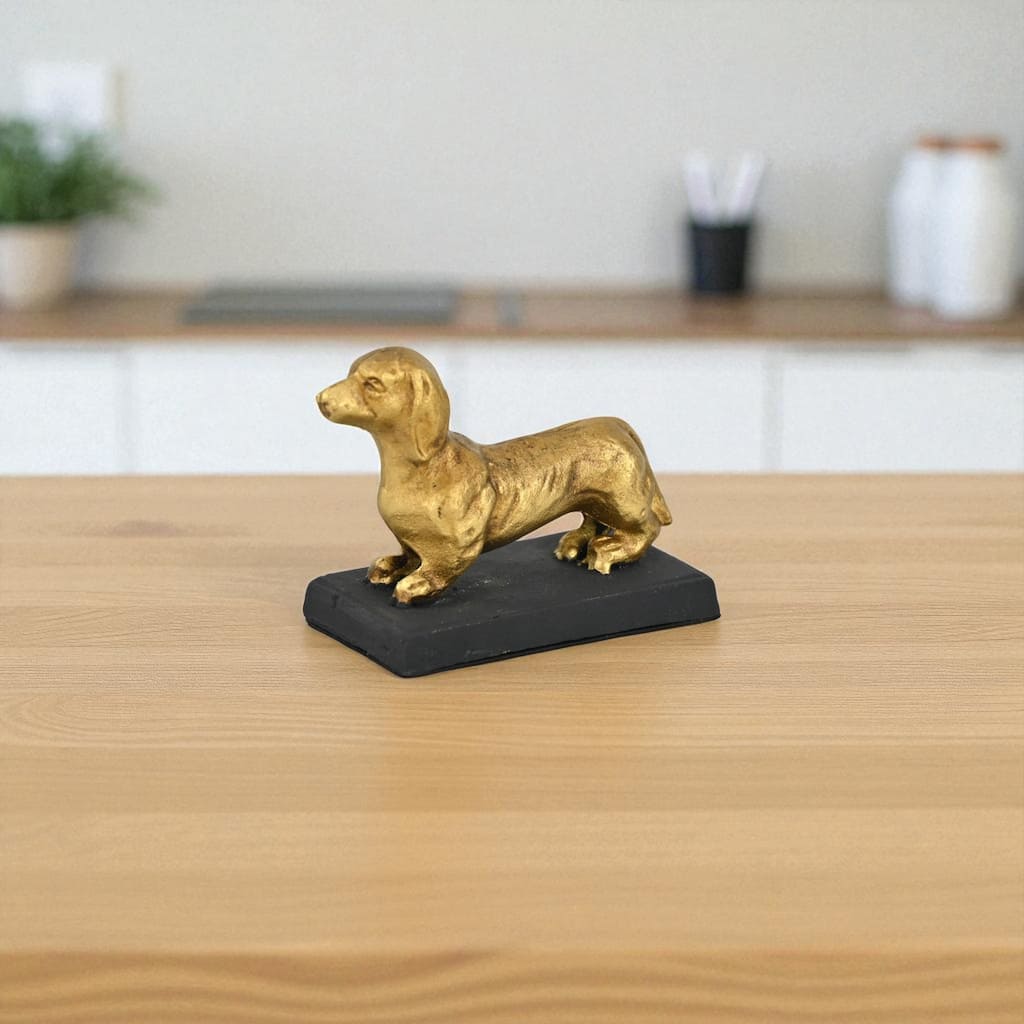 Motley 5" Cast Iron Dachshund Dog Figurine - Gold - N/A