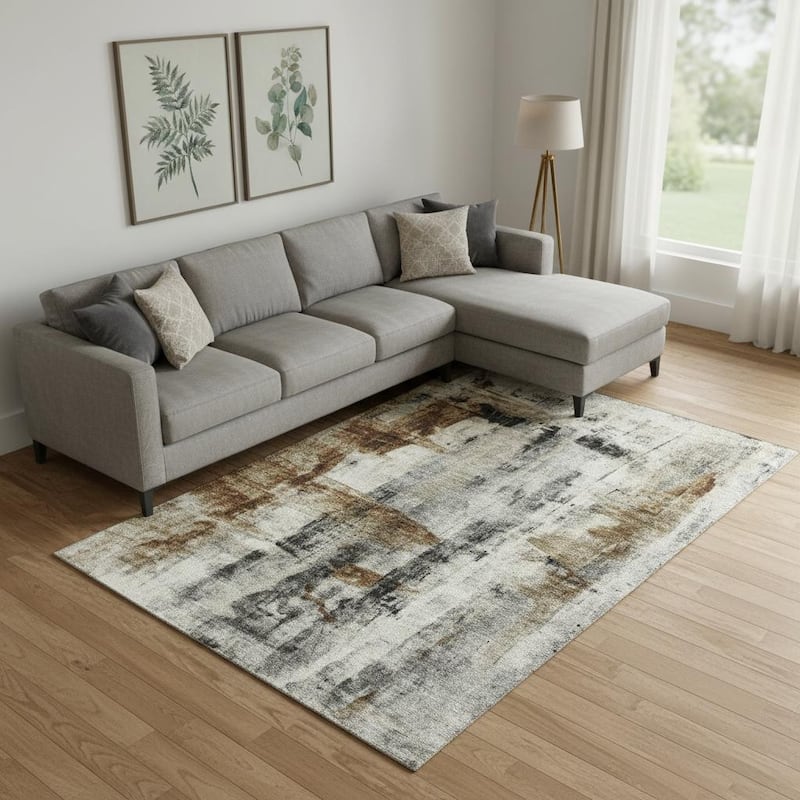 HomeRoots Abstract Transitional Rectangle Area Rug - 10' X 14' - 10' X 14'