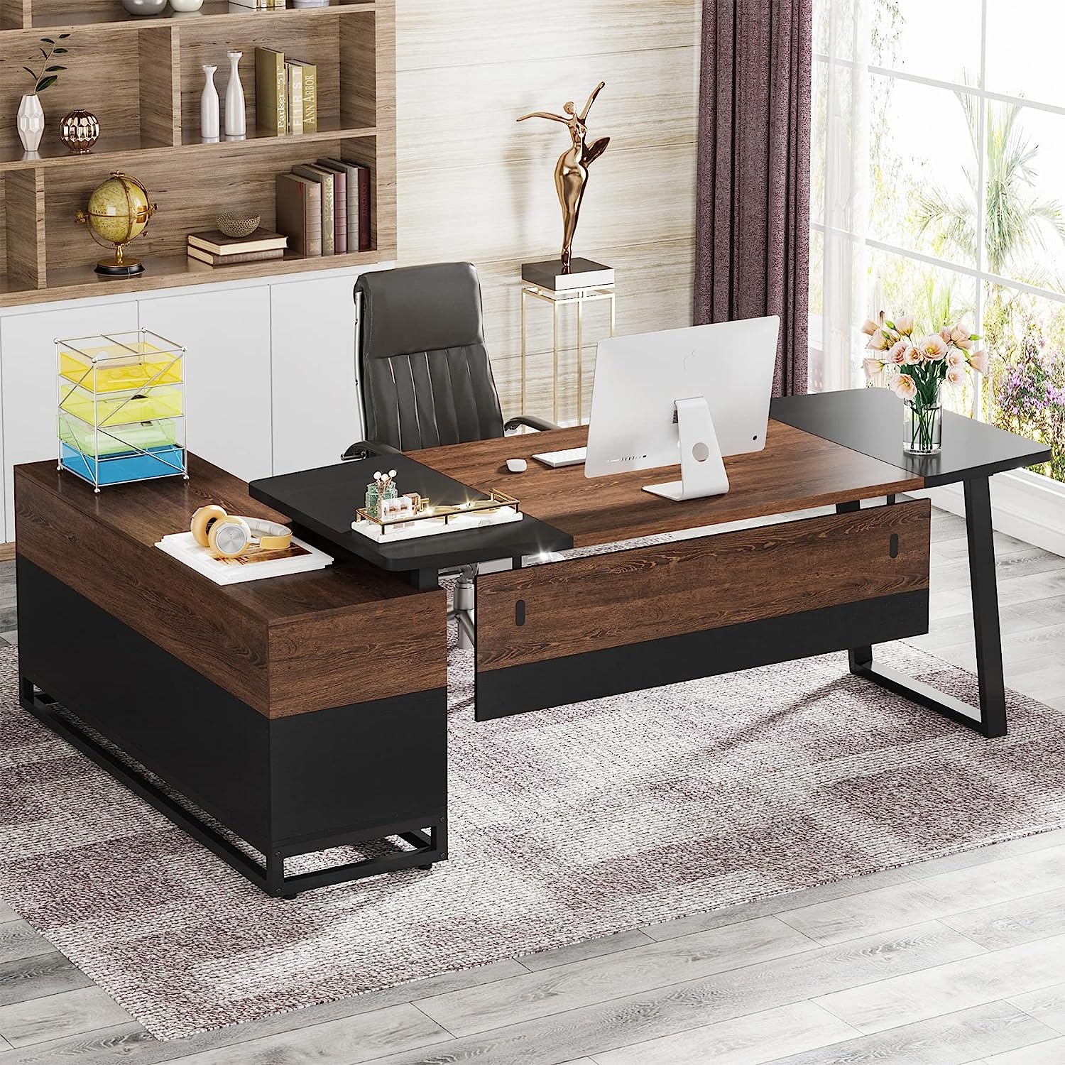 Executive desk store with file drawers