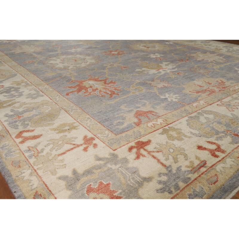 Hand Knotted Oriental 100% Wool Carpet Transitional All-Over Greys & Charcoal Oushak Area Rug - 9' 9'' X 8' 3''