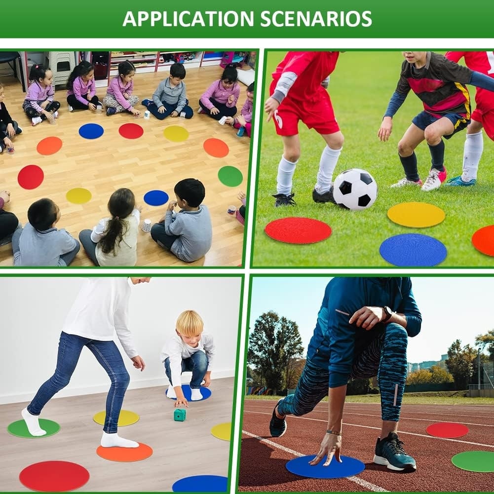 TuXHui Poly Vinyl Spot Markers 9 Inch Rubber Floor Dots Non Slip Agility Markers Flat Field Cones For Pe Gym Classes Classroom Activities And