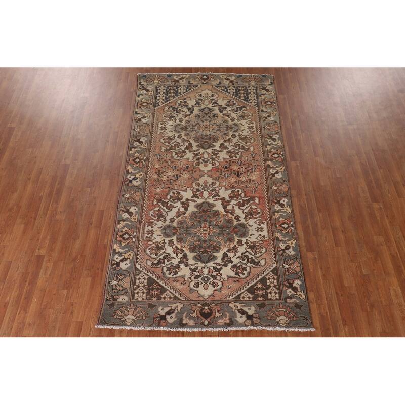 Bakhtiari Persian Vintage Rug Handmade Wool Carpet - 5'3"x 9'11"