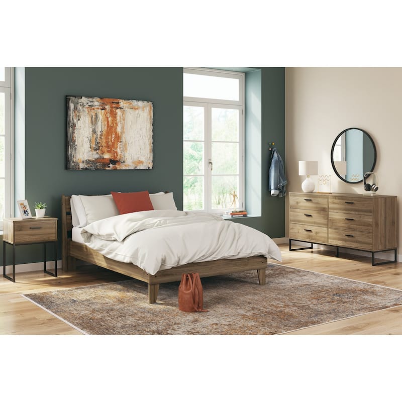 Signature Design by Ashley Deanlow Honey Panel Headboard with Dresser and Nightstand