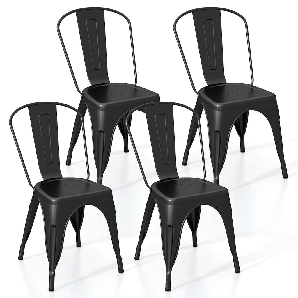 Gymax Metal Dining Chairs Set of 4 w/ Removable Backrest for Dining