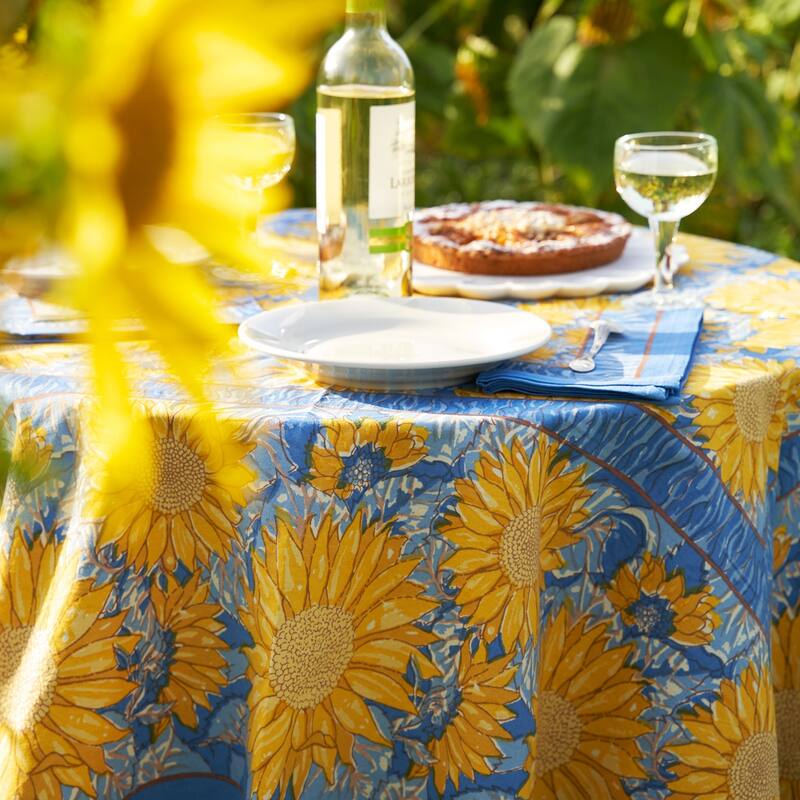 Couleur Nature Sunflower Tablecloth - Yellow/Blue