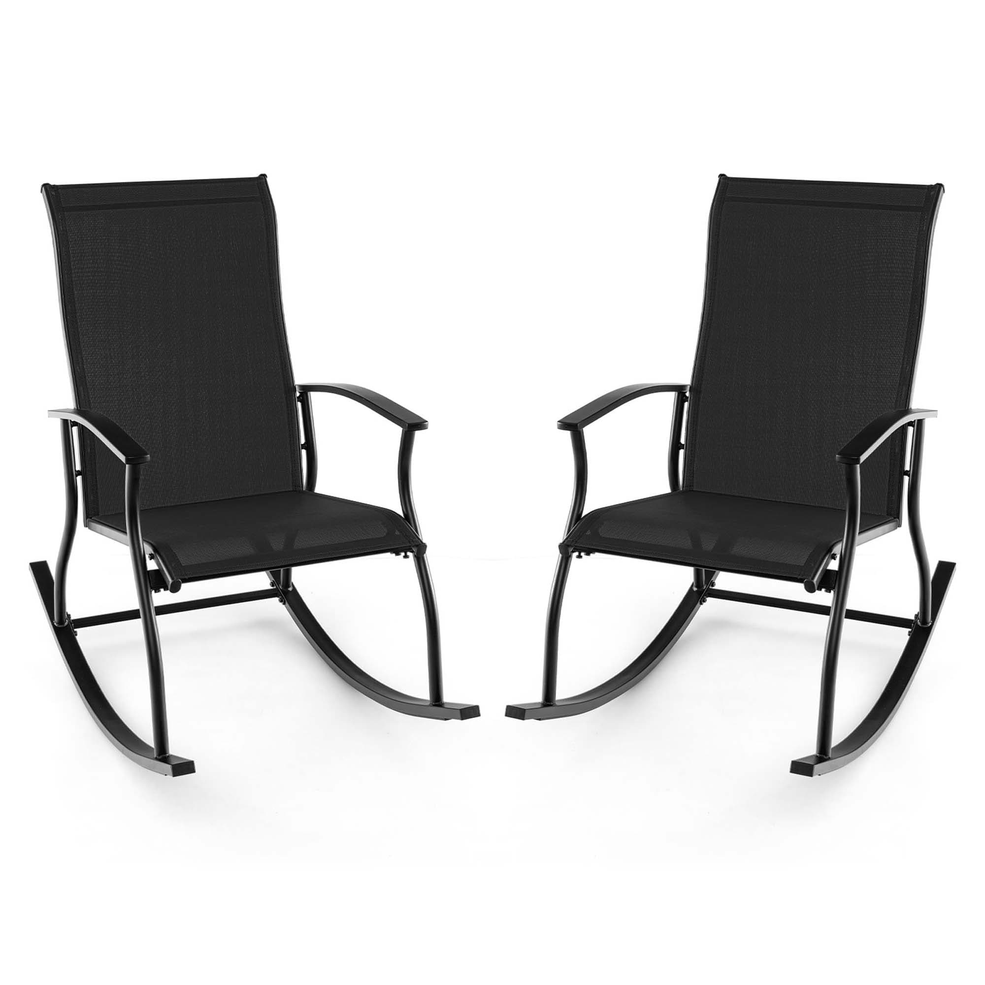 Gymax Set of 2 Outdoor Rocking Chair Patio Rocker w/ Breathable Fabric