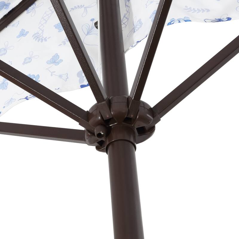 9ft Half Market Umbrella, Scalloped, Crank, Tilt, UV, by JONATHAN Y