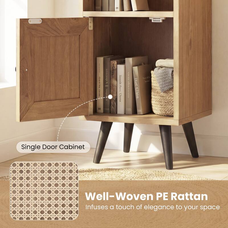 Gymax 6-Tier Tall Narrow Bookcase w/ Adjustable Shelf & Boho Style