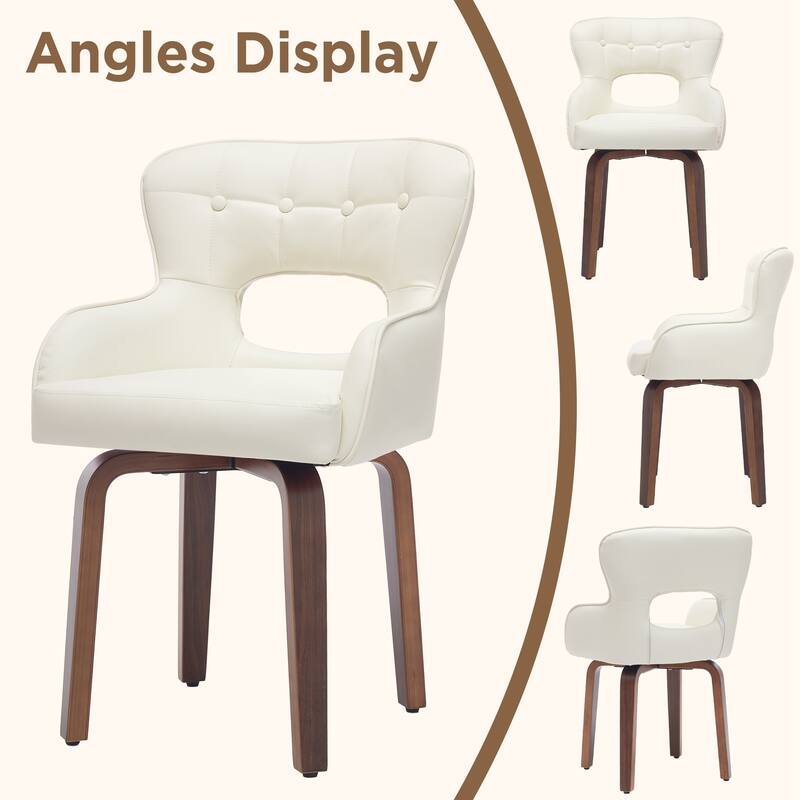 Swivel Dining Chairs Set of 2, Faux Leather Upholstered Kitchen Chairs