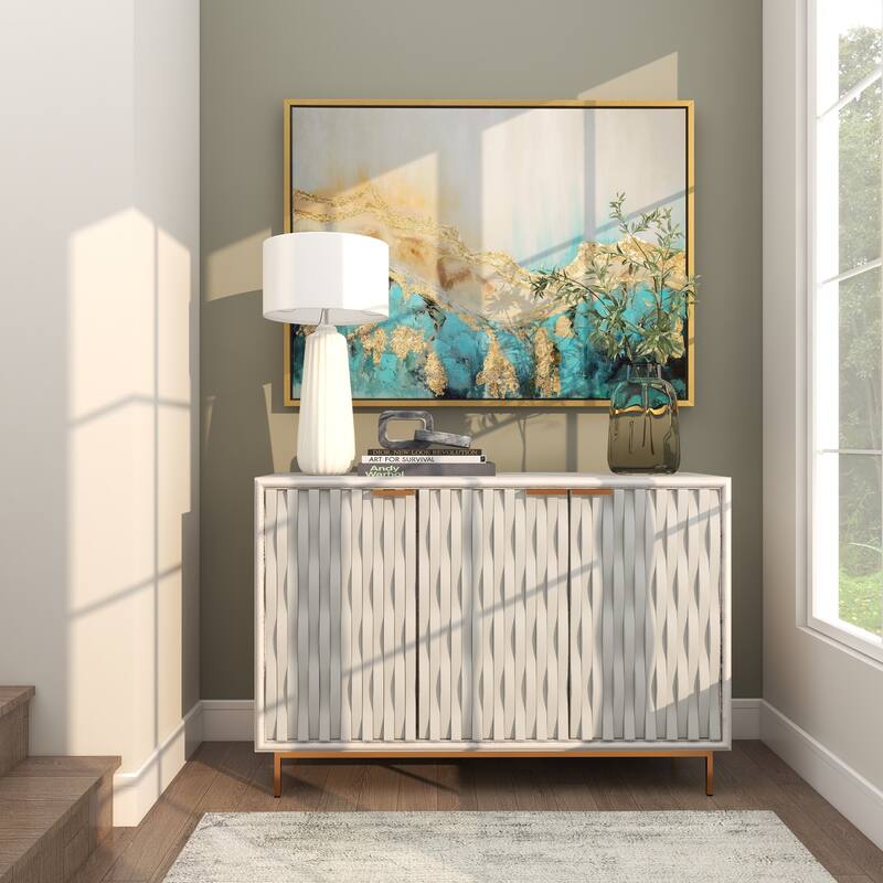 Canvas Leaf Living Room Framed Wall Art with Silver Frame